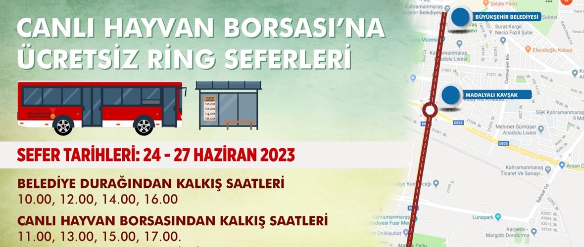 Büyükşehir’den Canlı Hayvan Borsası’na Ücretsiz Ring Seferi.