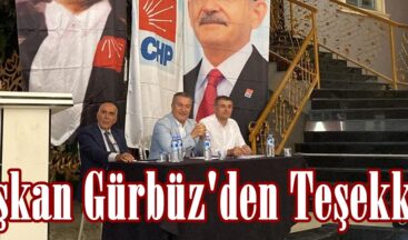 Başkan Gürbüz’den Teşekkür.