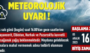 Elbistan dahil 3 İlçeye Sağanak Yağış uyarısı!