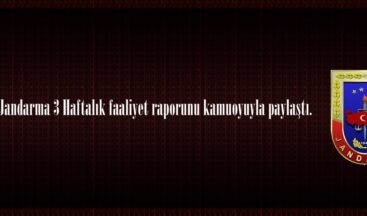 Jandarma 3 Haftalık faaliyet raporunu kamuoyuyla paylaştı.
