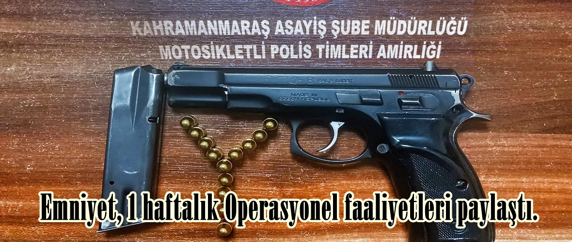 Emniyet, 1 haftalık Operasyonel faaliyetleri paylaştı.