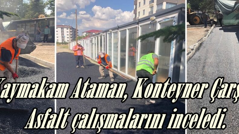 Kaymakam Ataman, Konteyner Çarşıda Asfalt çalışmalarını inceledi.