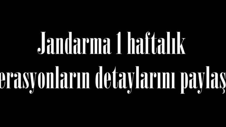 Jandarma 1 haftalık operasyonların detaylarını paylaştı.