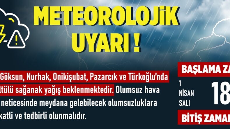 6 İlçede Sağanak Yağış Uyarısı!