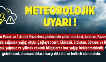 Şehir Genelinde Sağanak Yağış ve Kar Uyarısı!