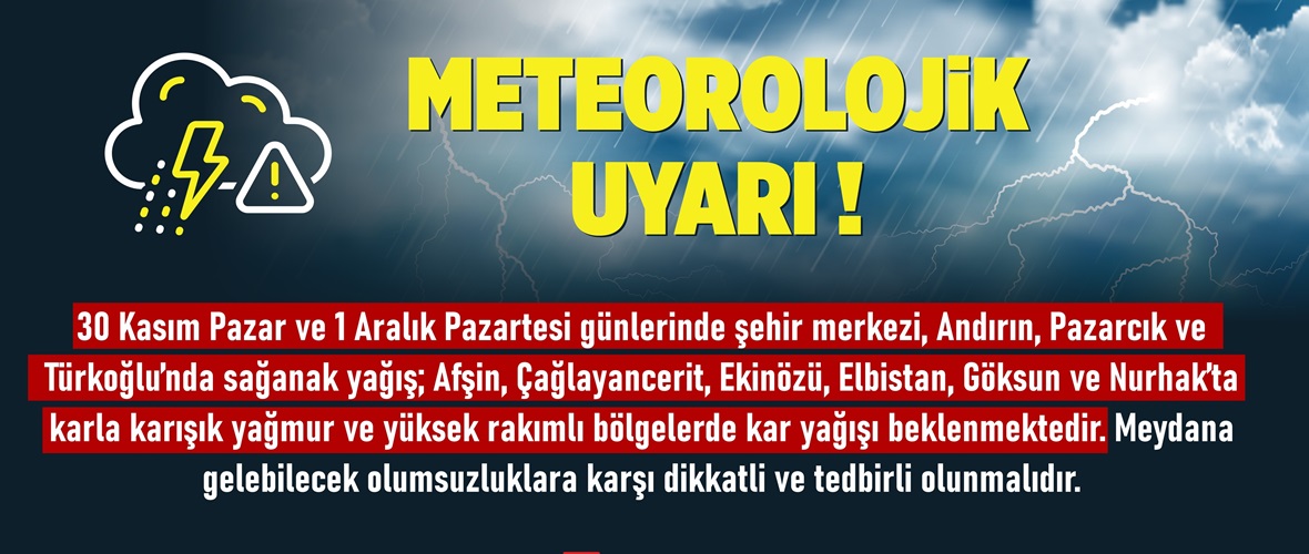 Şehir Genelinde Sağanak Yağış ve Kar Uyarısı!