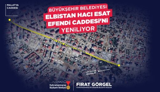 Büyükşehir, Elbistan Hacı Esat Efendi Caddesi’ni 30 Milyonluk Yatırımla Yeniliyor.