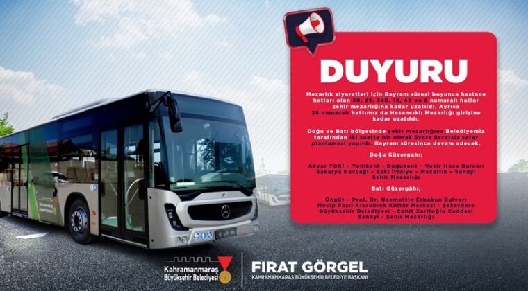 Büyükşehir’den Bayramda Kapıçam Mezarlığı’na Ücretsiz Ulaşım.