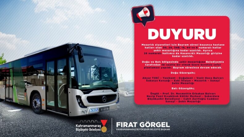 Büyükşehir’den Bayramda Kapıçam Mezarlığı’na Ücretsiz Ulaşım.